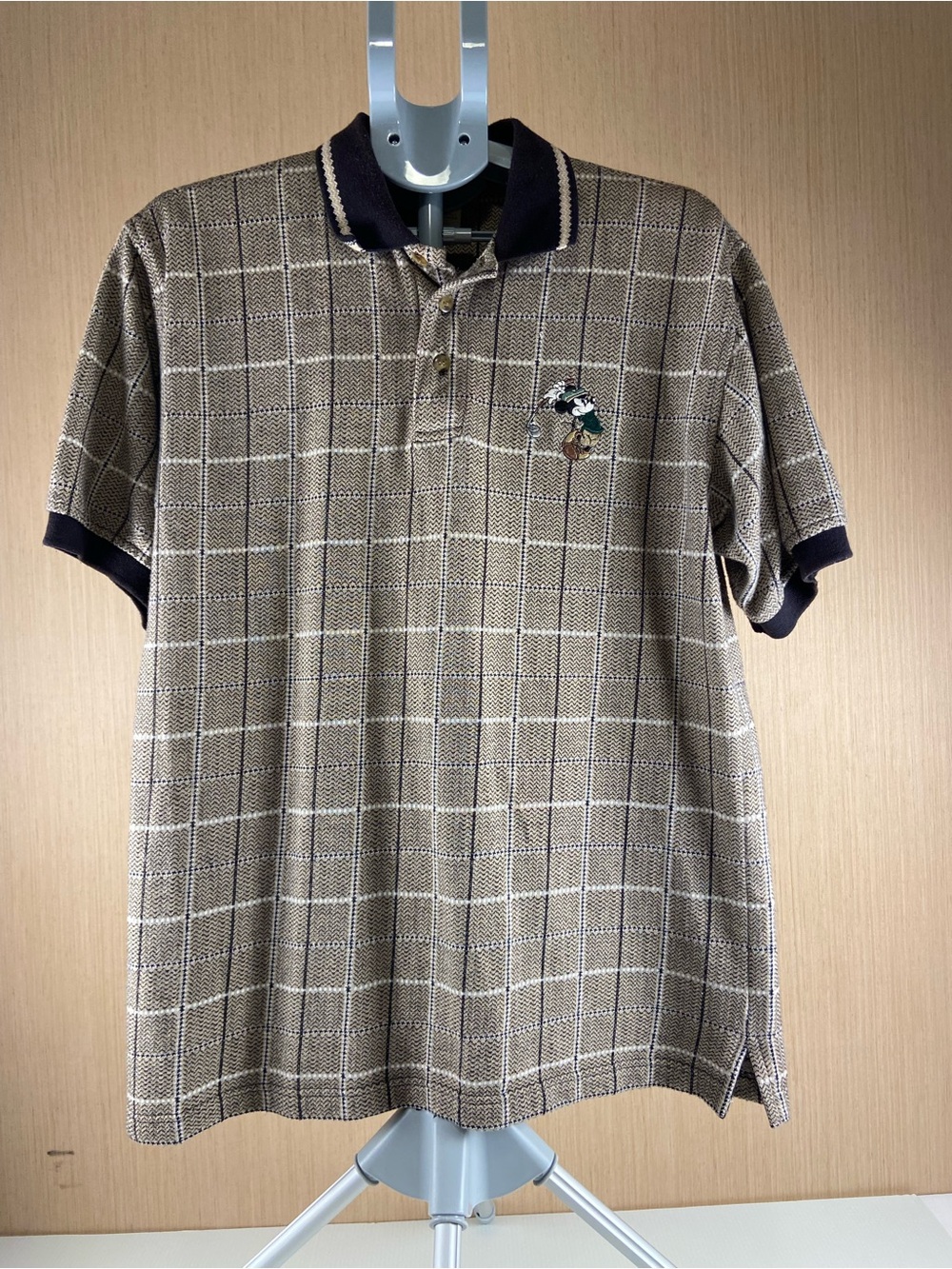 Vintage Disney Store Mickey Mouse Golf Polo Shirt Plaid Medium